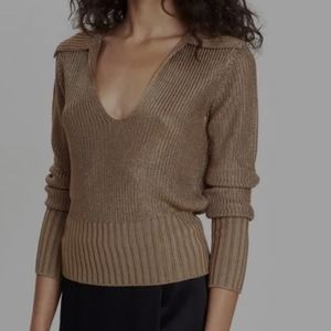 Theory knit bronze collared sweater